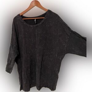 Torrid Size 3 Black Mineral Wash Micro Modal Terry Dolman Tee & Cropped Pant Set